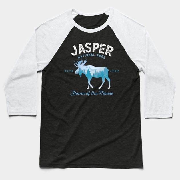 Jasper National Park Moose Vintage Look Baseball T-Shirt by MarkusShirts